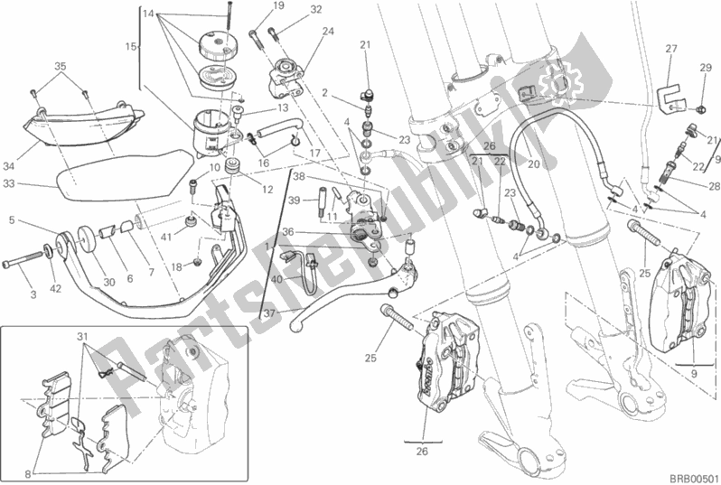 Tutte le parti per il Sistema Frenante Anteriore del Ducati Multistrada 1200 ABS USA 2015